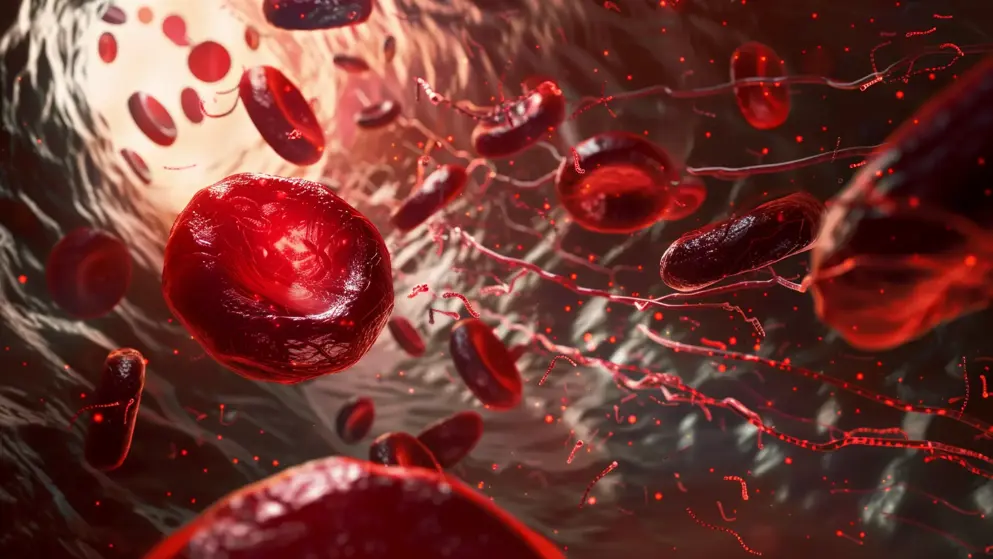 Image of AI generated blood clot formation that would require pharmacological treatments available for various vascular conditions, such as anticoagulants, anti platelet agents, and vasodilators