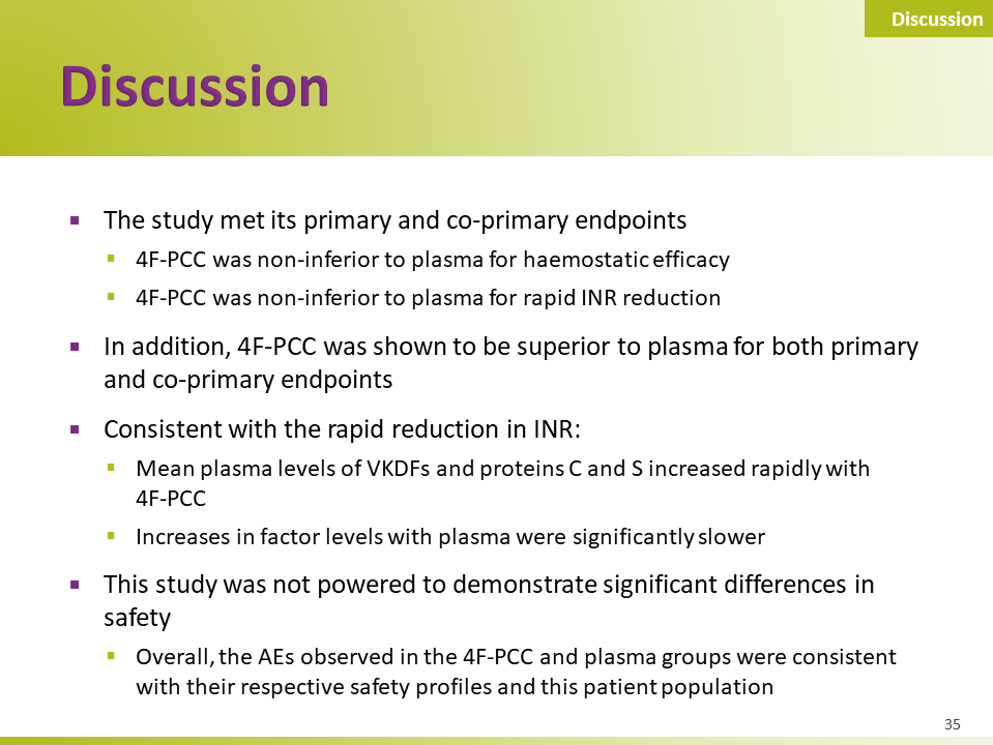 Four-factor pcc versus plasma